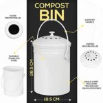 Utopia Kitchen Compost Bin for Kitchen Countertop – 1.3 Gallon Compost Bucket for Kitchen with Lid – Includes 1 Spare Charcoal Filter (White)