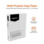Amazon Basics Multipurpose Copy Printer Paper, 20 Pound, White, 96 Brightness, 8.5 x 11 Inch – 1 Ream (500 Sheets Total)