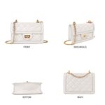 SG SUGU Small Quilted Crossbody Bag, Trendy Designer Shoulder Bag, Phone Wallet Purse for Women (White)