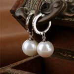 Sterling Silver Pearl Earrings,Beautiful Fashion White Pearl Earrings,Dangle Drop Pearl Earrings Great Gift For Women,Girls