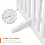 Best Choice Products 31.5in 3-Panel Freestanding Wooden Pet Gate w/Walk Through Door, Adjustable Pen, Support Feet – White