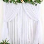 White Tulle Backdrop Curtains for Baby Shower Parties Wedding,3 Layer Sheer Photo Drape Backdrop for Photography Props 5 ft X 7 ft