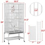 Yaheetech 69” Extra Large Bird Cage Metal Parrot Cage w/Detachable Stand for Mid-Sized Parrots Cockatiels Conures Parakeets Lovebirds Budgie Finch, White