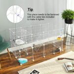 SONGMICS Pet Playpen, Small Animal Playpen, Two-Story Pet Premium Villa with Ramp, DIY Metal Wire Fence for Ferret, Rabbits, Pet Rat, Puppy, 56.3 x 28.7 x 28 Inches, Indoor Use, White ULPI02W