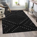 LIVEBOX Boho Rug for Bedroom,4′ x 6′ Black and White Washable Rug for Living Room,Moroccan Cotton Carpet Indoor Outdoor Throw Area Rug for Entryway Dining Room Porch
