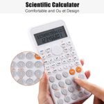 EooCoo 2-Line Standard Scientific Calculator, Portable and Cute School Office Supplies, Suitable for Primary School to College Student Use – White