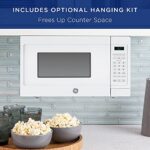 GE Countertop Microwave Oven | Includes Optional Hanging Kit | 0.7 Cubic Feet Capacity, 700 Watts | Kitchen Essentials for the Countertop | White