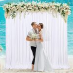 White Backdrop Curtains 2 Panels 5ft x 10ft Polyester Photo Backdrop Drapes for Wedding Party Background Decorations