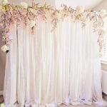 White Backdrop Curtains 10ft x 10ft Chiffon Photo Back Drop Drapes for Wedding Birthday Parties Baby Decorations 2 Panels 5ft x 10ft
