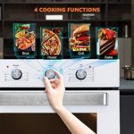 Electric Wall Oven, 24 Inch thermomate Single Wall Oven with 5 Working Functions, 2.3 Cu.ft. Built-in Ovens with Mechanical Knobs Control, White Tempered Glass, ETL Certified