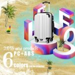 Coolife Luggage Expandable(only 28″) Suitcase PC+ABS Spinner 20in 24in 28in Carry on (white grid new, S(20in)_carry on)
