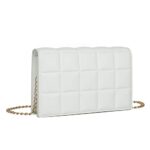 YIKOEE Quilted Chain Mini Shoulder Purse for Women (White)