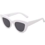 SOJOS Retro Small Vintage Cateye Sunglasses for Women Cute Fashion UV400 Sunnies SJ2939, White/Grey