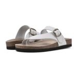 WHITE MOUNTAIN Shoes Carly Women’s Flat Sandal, White/Leather, 8 M