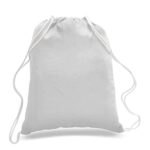 (6 Pack) Set of 6 Durable Cotton Drawstring Tote Bags (White) 14×18