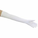 Matte Satin Opera Length Gloves, White