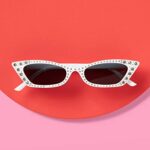 xo, Fetti White Bedazzled Cat Eye Sunglasses | White Bachelorette Party Favor, Bridesmaid Sunnies Gift, y2k Birthday Party Decorations + Cool Halloween Costume