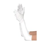 Women’s 22” Long Satin Finger Gloves White Elbow Length 1920s Opera Bridal Dance Gloves For Evening Party Opera Costume, White