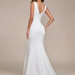 Ever-Pretty Women’s Boat Neck Lace Applique Backless Sweep Train Long Bridal Dresses for Wedding White US10