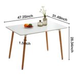 FMD White Rectangle Dining Table Mid Century Modern Wood Kitchen Table Office Desk 47″ x 31.5″