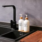 MOMEEMO White Soap Dispenser Set, Contains Glass Hand Soap Dispenser and Glass Dish Soap Dispenser. Kitchen Soap Dispenser Set Suitable for Farmhouse Kitchen Decor, Rustic Kitchen Decor. (White)