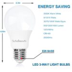 Scheinenda 3-Way Light Bulbs 30 70 100 Watt Equivalent, Perfect for Reading, Standard A19 Indoor Led Bulb Warm White 3000K, 15 Watt Energy Efficient Bulb, 1600 Lumens, 2Pack