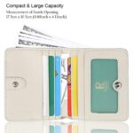 FUNTOR Leather Wallet for Women, Ladies Small Compact Bifold Pocket RFID Blocking Wallet for Women, white