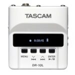 TASCAM Micro Portable Digital Audio Recorder with Lavalier Microphone, AV recording, interview recording 24-Bit/48 kHz BWAV File Format, White (DR-10WL)