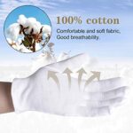 100% Cotton Gloves, 6 Pairs White Cotton Gloves for Women Dry Hands Eczema Serving – Archival Coin Jewelry Inspection Gloves (6 Pairs)