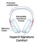 HyperX Cloud II – Gaming Headset, 7.1 Virtual Surround Sound, Memory Foam Ear Pads, Durable Aluminum Frame, Detachable Microphone, Works with PC, PS5, PS4 – White/Pink