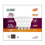 LUNO R20 Dimmable LED Bulb, CRI 90+, 8W (50W Equivalent), 525 Lumens, 2700K (Soft White), Medium Base (E26), UL Listed (4-Pack)