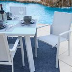 Juno 9-Piece Aluminum Outdoor Patio Furniture Dining Table Set in White w/Dining Table and Eight Sling Chairs
