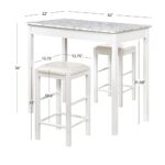Linon White 3 Piece Faux Marble Tavern Set