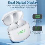 Bluetooth Headphones Wireless Earbuds 50Hrs Playtime with Wireless Charging Case Dual LED Display Ear Buds Waterproof Immersive Stereo in-Ear Earphones with Mic for Phone TV Computer Android White