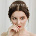 BABEYOND Bridal Headpiece Wedding Headband – Pearl Vintage Wedding Hair Bands for Brides with Lace Ribbon (White Beads)