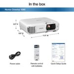 Epson Home Cinema 1080 3-chip 3LCD 1080p Projector, 3400 lumens Color and White Brightness, Streaming/Gaming/Home Theater, Built-in Speaker, Auto Picture Skew, 16,000:1 Contrast, Dual HDMI – White