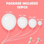 White Balloon Garland Arch Kit – 121 pcs – With 5/10/12/18 different sizes of white latex Balloon Arch Kit, perfect for Birthday Party, Graduation, Baby Shower, Wedding, Decoration (white balloons)