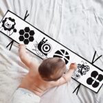 KaPing My First Black and White High Contrast Soft Book for Baby, Infant Tummy Time Cloth Book Toys, Black and White Baby Cards, Folding Educational Activity Cloth Book Suitable for Boys Girls Toddler
