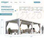 EROMMY 12′ x 20′ Outdoor Louvered Pergola, Patio Hardtop Gazebo, Sun Shade Shelter, Adjustable Metal Roof Hardtop Gazebo for Deck Patio Garden Yard, Curtains and Netting Included, White