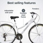 Schwinn Discover Hybrid Bike for Men and Women, 21-Speed, 28-inch Wheels, 16-inch/Small Frame, White