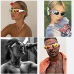 BAWUYI Y2K Wrap Around Sunglasses for Men Women Cool Cyber Glasses Sports Biker Shades Shield (White Frame-Grey Lens)