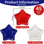 ECOHOLA 10.5″ Red White and Blue Disposable Plates, 45 Count American Star Plates for Veterans Day Election Day Fourth of July Independence Day Memorial Day Patriotic Party Decoration, 3 Colors Assort