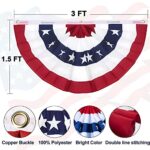 American USA Pleated Half Fan Bunting Flags 4PCS, 1.5x3Ft Patriotic American Flag Banner for Red White and Blue Decor Memorial Day 4th of July Decorations Fourth of July Independence Day Decorations