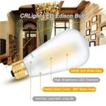 CRLight 8W Dimmable LED Edison Bulb 3000K Soft White, 70W Equivalent 700 Lumens, E26 Medium Base Vintage Style ST64 Frosted Glass Lengthened Filament LED Light Bulbs, Smooth Dimming Version, 6 Pack