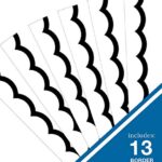 Schoolgirl Style Simply Stylish Black and White Scalloped Border—13 Wavy Line Border Strips for Bulletin Boards, Desks, Lockers, Homeschool or Classroom Decor (39 ft)