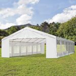 Outsunny 20′ x 40′ Large Party Tent Wedding & Carport with Removable Sidewalls and Double Doors, Heavy Duty Canopy Tent Sun Shade Shelter, for Parties, Wedding, Outdoor Events, BBQ, White