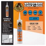 Gorilla Waterproof Caulk & Seal 100% Silicone Sealant, 10oz Cartridge, White (Pack of 2)