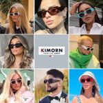 kimorn Rectangle Sunglasses for Women Men Trendy Retro Trendy Sun Glasses 90’s Vintage Square Frame K1307 (White Frame Grey Lens)
