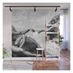 Black and White Creation of Adam Painting by Michelangelo Sistine Chapel by Podartist on Wall Mural