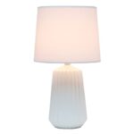 Simple Designs ?LT1119-OFF Pleated English Ceramic Base Bedside Table Lamp, Off White